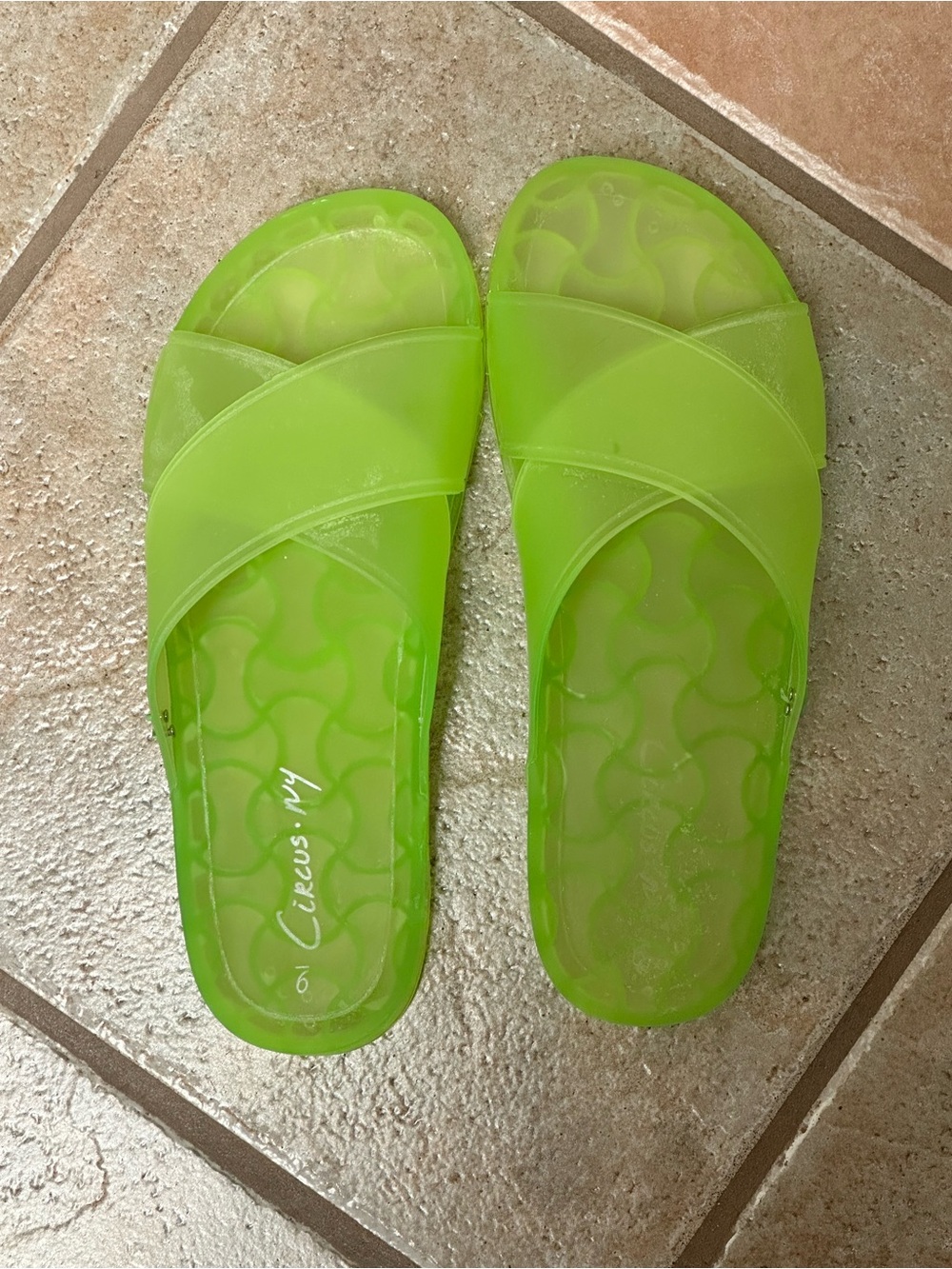 Circus by Sam Edelman Neon Green Jelly Slide Sandals